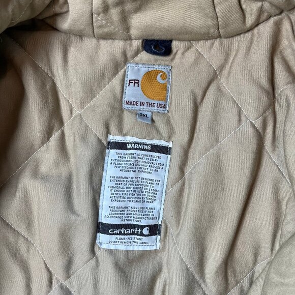 Vintage Carhartt FR Quilted Hooded Zip Jacket XXL - Picture 9 of 10